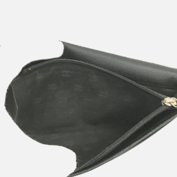 CHANEL Coco Button Leather Bifold Wallet Black France - Picture 8 of 8